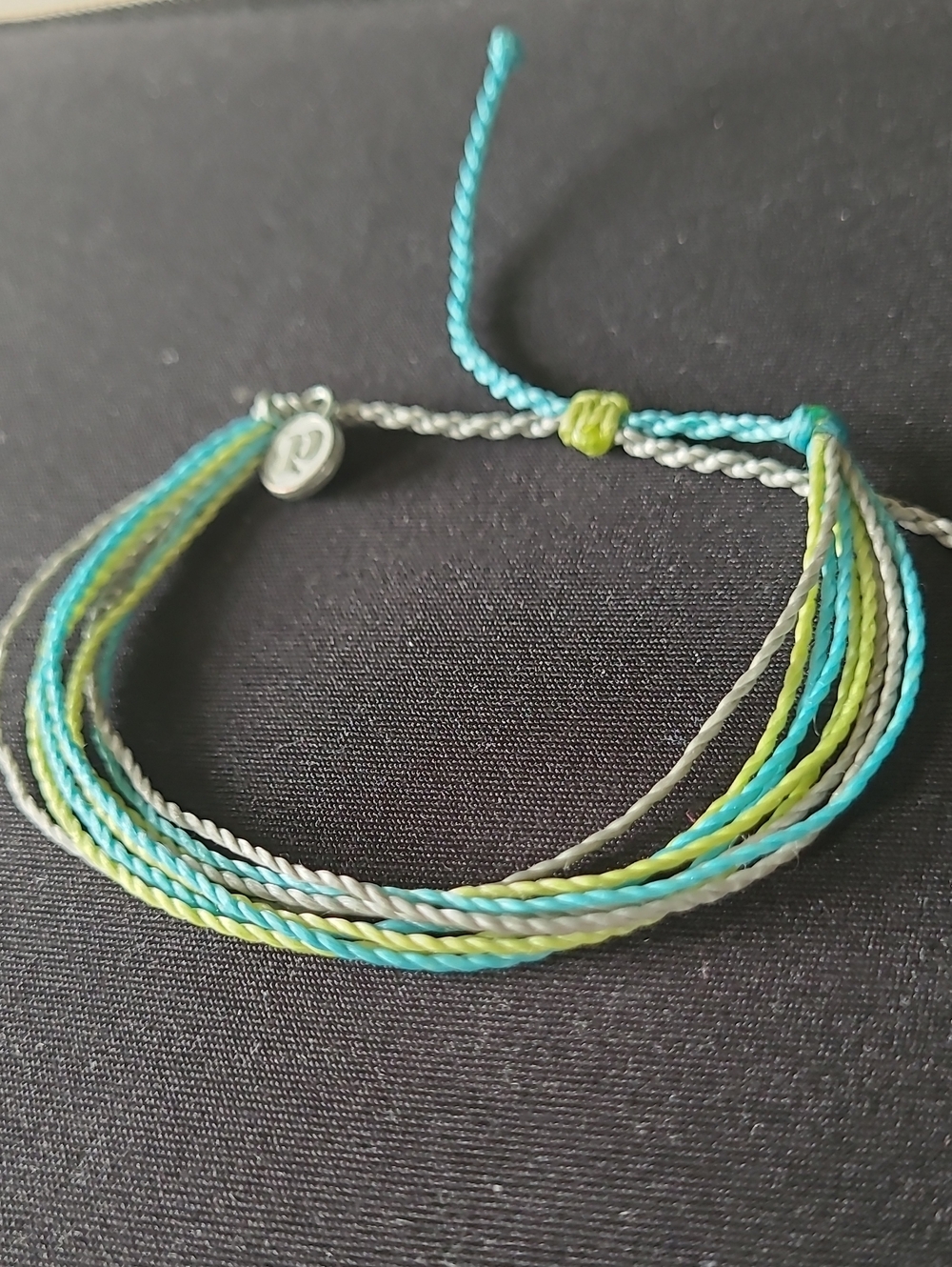 Multi-Strand Blue & Green Adjustable Cord Bracelet